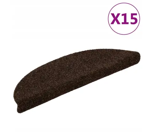 Kāpņu Paklājiņi, Pašlīmējoši, 15 Gab., 56X17X3 Cm, Brūni, Pusapaļi Vidaxl