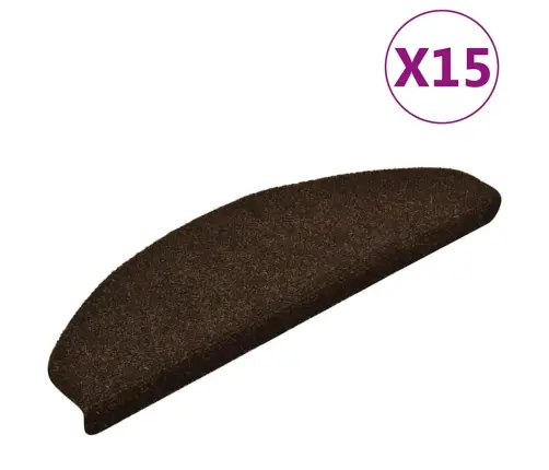 Kāpņu Paklājiņi, Pašlīmējoši, 15 Gab., 65X21X4 Cm, Brūni, Pusapaļi, Lieli Vidaxl