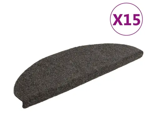 Kāpņu Paklājiņi, Pašlīmējoši, 15 Gab., 65X21X4 Cm, Antracīta Krāsā, Pusapaļi, Lieli Vidaxl