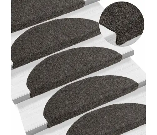 Kāpņu Paklājiņi, Pašlīmējoši, 15 Gab., 65X21X4 Cm, Antracīta Krāsā, Pusapaļi, Lieli Vidaxl
