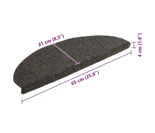 Kāpņu Paklājiņi, Pašlīmējoši, 15 Gab., 65X21X4 Cm, Antracīta Krāsā, Pusapaļi, Lieli Vidaxl