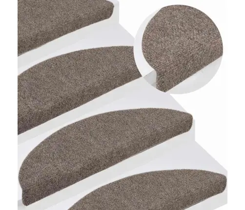 Kāpņu Paklājiņi, Pašlīmējoši, 15 Gab., 65X21X4 Cm, Bēši, Pusapaļi, Lieli Vidaxl