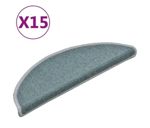 Kāpņu Paklājiņi, 15 Gab., 56X17X3 Cm, Jūras Zili, Pusapaļi Vidaxl