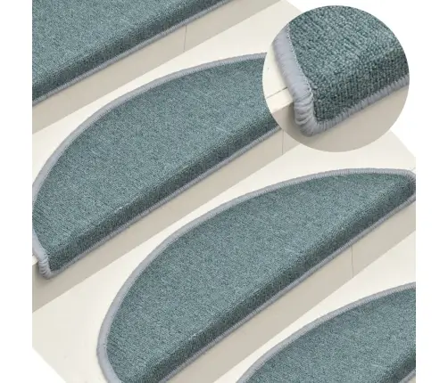 Kāpņu Paklājiņi, 15 Gab., 56X17X3 Cm, Jūras Zili, Pusapaļi Vidaxl