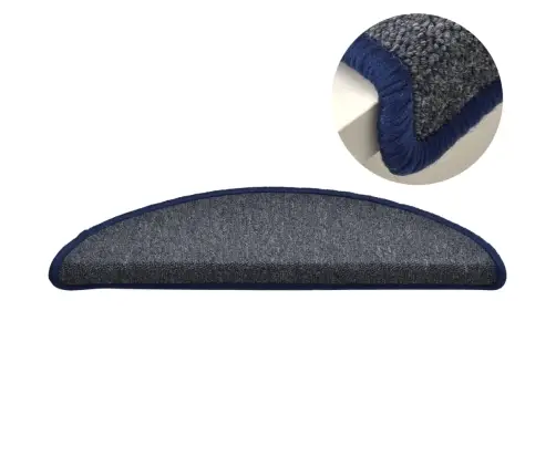 Kāpņu Paklājiņi, 15 Gab., 56X17X3 Cm, Tumši Pelēki Un Zili, Pusapaļi Vidaxl