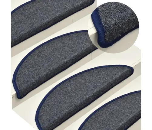 Kāpņu Paklājiņi, 15 Gab., 56X17X3 Cm, Tumši Pelēki Un Zili, Pusapaļi Vidaxl