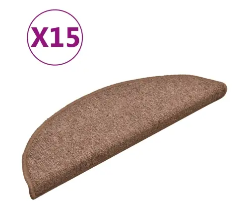 Kāpņu Paklāji, 15 Gab., 56X17X3 Cm, Brūni Vidaxl