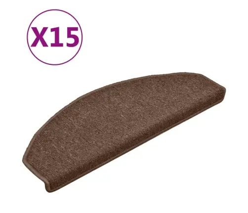 Laiptų Kilimėliai, 15 Vnt., 65X24X4 cm Rudi, Pusapvaliai, Dideli