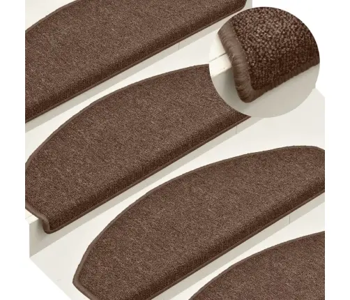 Laiptų Kilimėliai, 15 Vnt., 65X24X4 cm Rudi, Pusapvaliai, Dideli