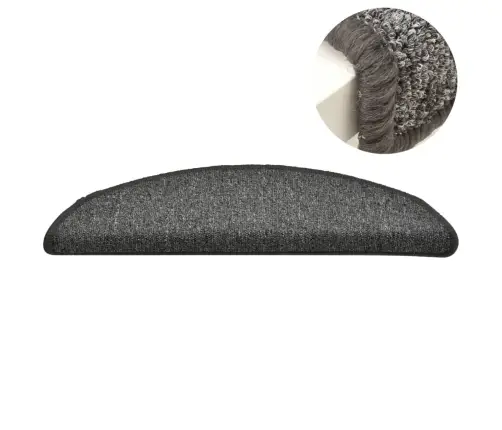 Kāpņu Paklājiņi, 15 Gab., 56X17X3 Cm, Tumši Pelēki, Pusapaļi Vidaxl