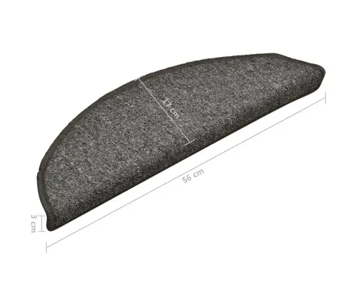 Kāpņu Paklājiņi, 15 Gab., 56X17X3 Cm, Tumši Pelēki, Pusapaļi Vidaxl