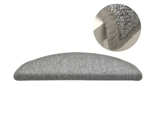 Kāpņu Paklājiņi, 15 Gab., 56X17X3 Cm, Gaiši Pelēki, Pusapaļi Vidaxl