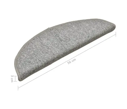 Kāpņu Paklājiņi, 15 Gab., 56X17X3 Cm, Gaiši Pelēki, Pusapaļi Vidaxl