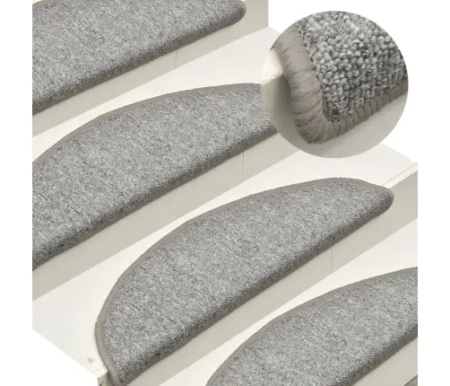 Kāpņu Paklājiņi, 15 Gab., 56X17X3 Cm, Gaiši Pelēki, Pusapaļi Vidaxl