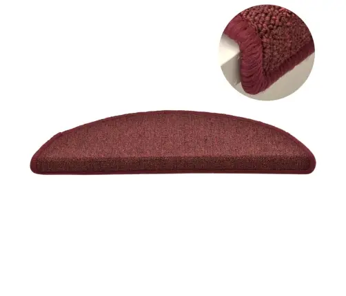 Kāpņu Paklājiņi, 15 Gab., 56X17X3 Cm, Bordo Krāsas, Pusapaļi Vidaxl