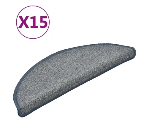 Kāpņu Paklājiņi, 15 Gab., 56X17X3 Cm, Gaiši Pelēki Un Zili, Pusapaļi Vidaxl