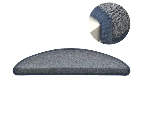 Kāpņu Paklājiņi, 15 Gab., 56X17X3 Cm, Gaiši Pelēki Un Zili, Pusapaļi Vidaxl