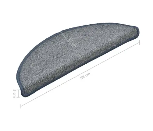 Kāpņu Paklājiņi, 15 Gab., 56X17X3 Cm, Gaiši Pelēki Un Zili, Pusapaļi Vidaxl