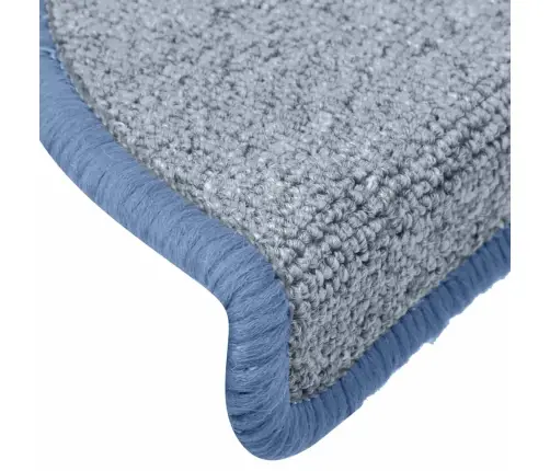 Laiptų Kilimėliai, 15 Vnt., 65X24X4 cm Šviesiai Pilki Ir Mėlyni, Pusapvaliai, Dideli