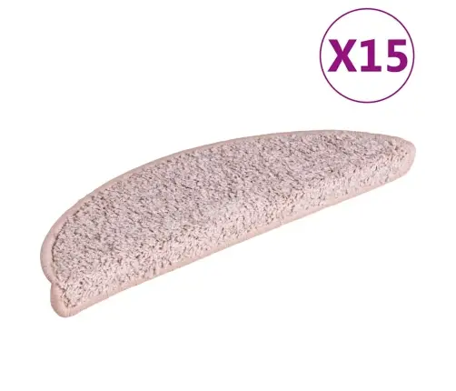 Kāpņu Paklājiņi, 15 Gab., 56X17X3 Cm, Gaiši Rozā, Pusapaļi Vidaxl