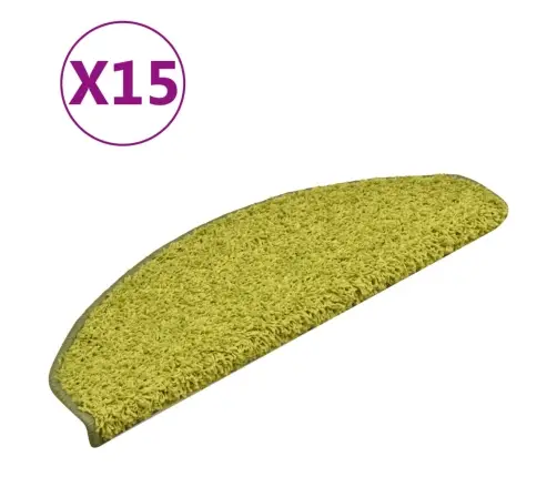 Kāpņu Paklājiņi, 15 Gab., 65X21X4 Cm, Zaļi, Pusapaļi, Lieli Vidaxl