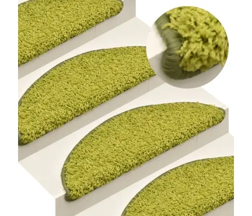 Kāpņu Paklājiņi, 15 Gab., 65X21X4 Cm, Zaļi, Pusapaļi, Lieli Vidaxl