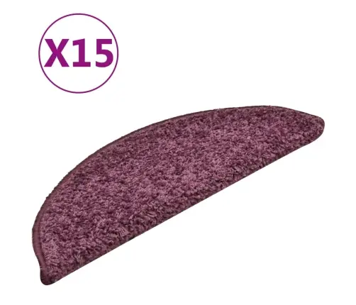 Kāpņu Paklāji, 15 Gab., 56X17X3 Cm, Tumši Violeti Vidaxl