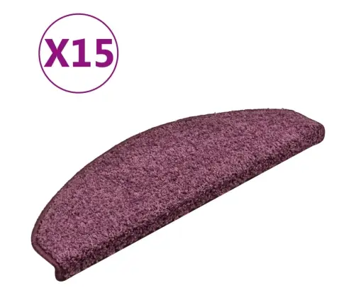 Kāpņu Paklājiņi, 15 Gab., 65X21X4 Cm, Tumši Violeti, Pusapaļi, Lieli Vidaxl