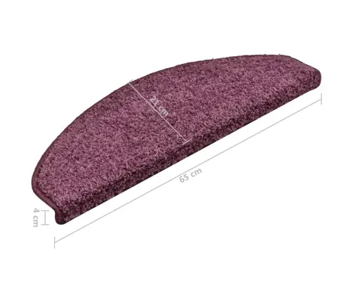 Kāpņu Paklājiņi, 15 Gab., 65X21X4 Cm, Tumši Violeti, Pusapaļi, Lieli Vidaxl