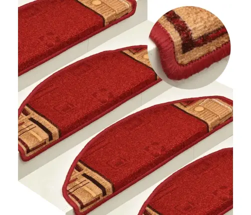 Kāpņu Paklāji, 15 Gab., Pašlīmējoši, 65X21X4 Cm, Sarkani Vidaxl