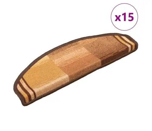 Lipnūs Laiptų Kilimėliai, 15Vnt., Rudos Spalvos, 65X21X4Cm