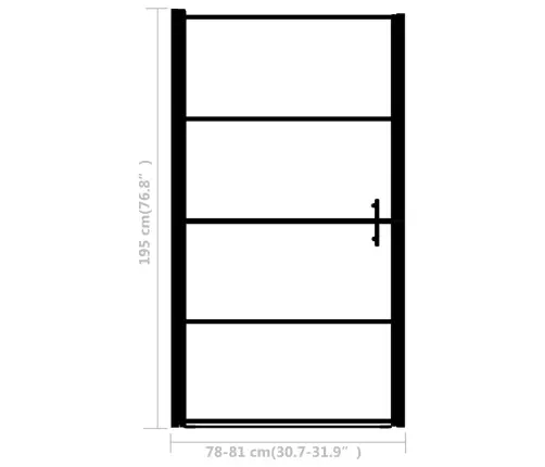 Dušas Durvis, Matēts Rūdītais Stikls, 81X195 Cm, Melnas Vidaxl