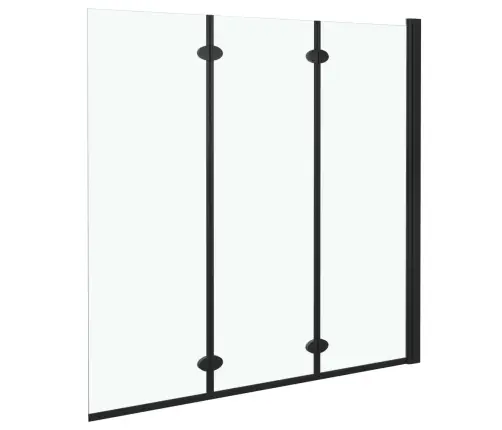Salokāmas Dušas Durvis, 130X138 Cm, 3 Paneļi, Esg, Melnas Vidaxl