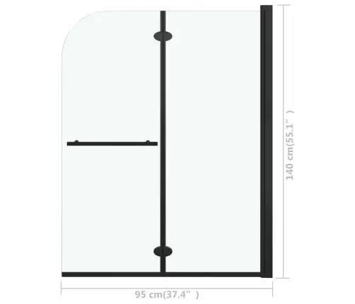 Salokāmas Dušas Durvis, 95X140 Cm, 2 Paneļi, Esg, Melnas Vidaxl
