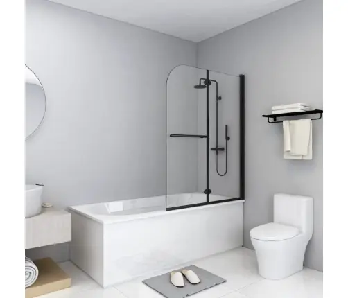 Salokāmas Dušas Durvis, 95X140 Cm, 2 Paneļi, Esg, Melnas Vidaxl