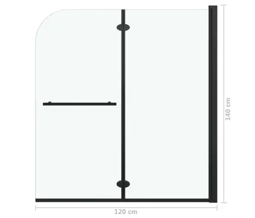 Salokāmas Dušas Durvis, 120X140 Cm, 2 Paneļi, Esg, Melnas Vidaxl