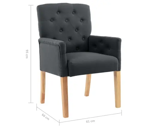 Virtuves Krēsls Ar Roku Balstiem, Pelēks Audums Vidaxl