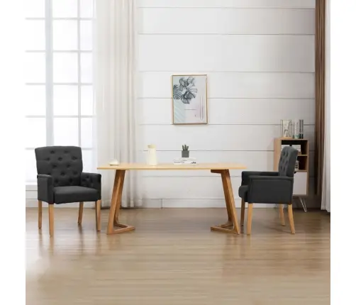 Virtuves Krēsls Ar Roku Balstiem, Pelēks Audums Vidaxl