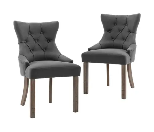 Virtuves Krēsli, 2 Gab., Pelēks Audums Vidaxl