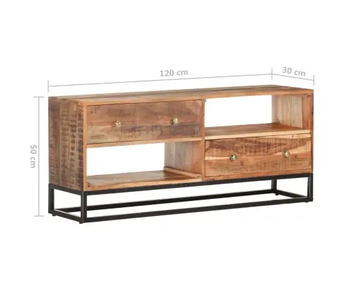 Tv Skapītis, 120X30X50 Cm, Neapstrādāts Akācijas Koks Vidaxl