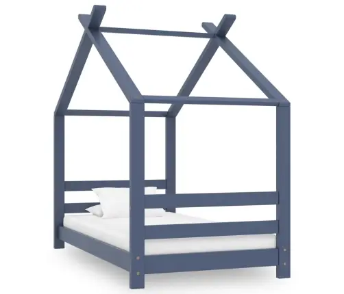 Bērnu Gultas Rāmis, Pelēks, Priedes Masīvkoks, 70X140 Cm Vidaxl