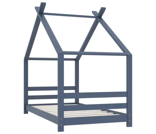 Bērnu Gultas Rāmis, Pelēks, Priedes Masīvkoks, 80X160 Cm Vidaxl