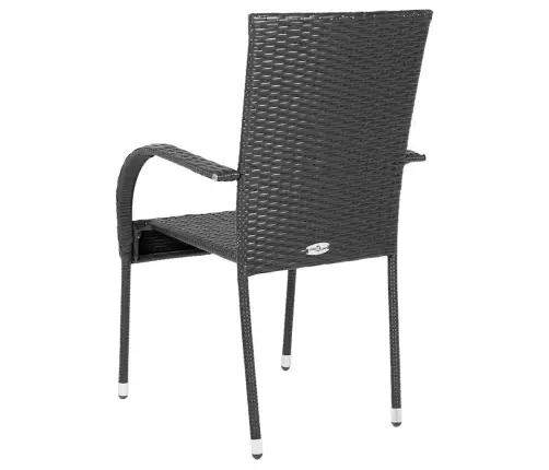 Sudedamos Lauko Kėdės, 6Vnt., Juodos Spalvos, Poliratanas