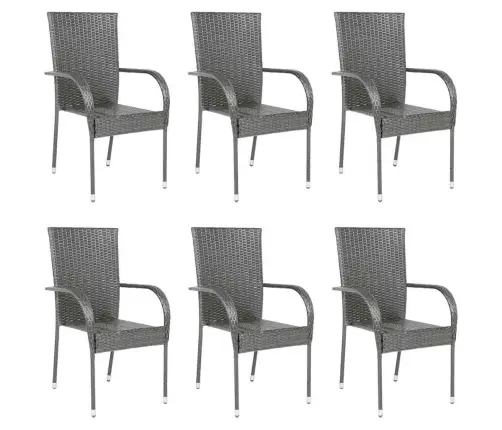 Dārza Krēsli, 6 Gab., Pe Rotanpalma, Pelēki Vidaxl