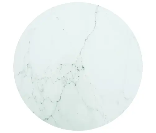 Galda Virsma, Balta, Ø50X0,8 Cm, Stikls Ar Marmora Dizainu Vidaxl
