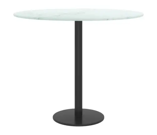 Galda Virsma, Balta, Ø50X0,8 Cm, Stikls Ar Marmora Dizainu Vidaxl