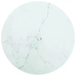 Galda Virsma, Balta, Ø70X0,8 Cm, Stikls Ar Marmora Dizainu Vidaxl