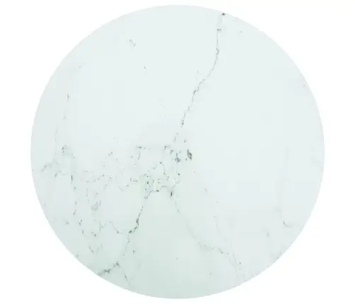 Galda Virsma, Balta, Ø80X1 Cm, Stikls Ar Marmora Dizainu Vidaxl