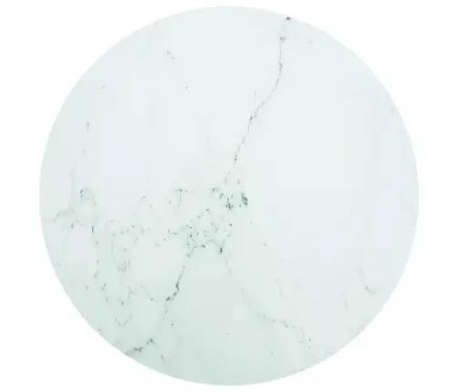Galda Virsma, Balta, Ø90X1 Cm, Stikls Ar Marmora Dizainu Vidaxl