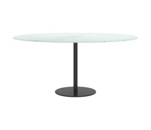 Galda Virsma, Balta, Ø90X1 Cm, Stikls Ar Marmora Dizainu Vidaxl